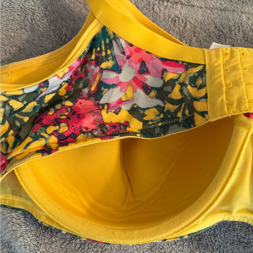 Cacique Yellow Bra 44DD Floral Underwire Adjustable Straps - Picture 6 of 10